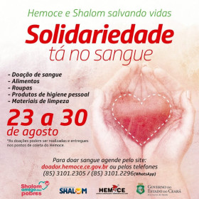 Shalom e Hemoce realizam parceria em campanha para salvar vidas
