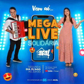 Acal comemora 66 anos e realiza live com show, solidariedade e sorteio de vales-compra