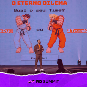 Galileu Nogueira, fundador da Influxo&CO, cria no palco do RD Summit 2022 um ringue de batalha entre os conceitos de Branding e Performance