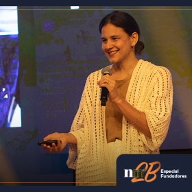 Costura entre responsabilidade social e moda, Celina Hissa, fundadora da Catarina Mina, marca presença no palco do NM2Business Especial Fundadores