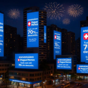 Pague Menos celebra 44 anos e lança ação inédita com a Eletromidia