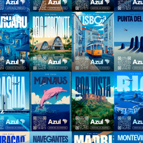 Azul transformou malas de clientes em “outdoor móveis”  no Aeroporto de Viracopos