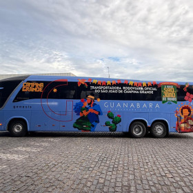 Guanabara é transportadora oficial do São João de Campina Grande 2026 e lança ônibus com adesivação temática